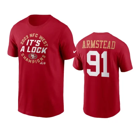 San Francisco 49ers Arik Armstead Scarlet 2023 NFC West Division Champions Locker Room Trophy Collection T-Shirt