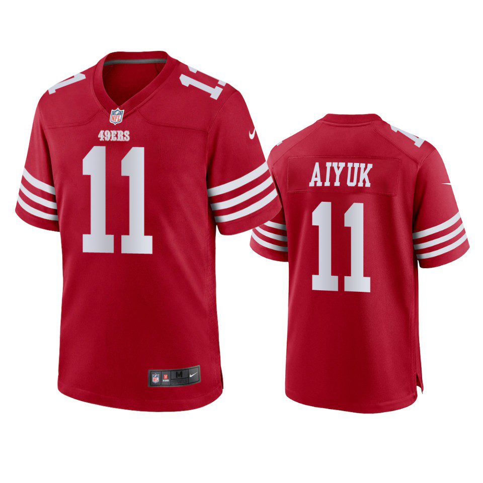 Brandon Aiyuk San Francisco 49ers Scarlet Game Jersey 1 49ers brandon aiyuk 2022 23 game scarlet jersey