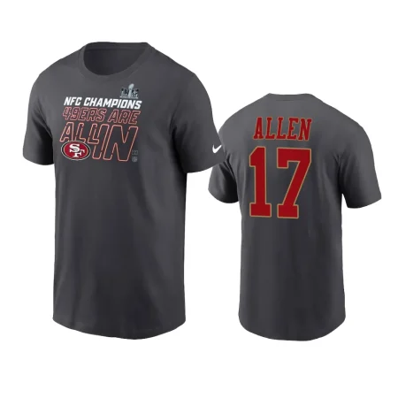 San Francisco 49ers Brandon Allen Anthracite 2023 NFC Champions Locker Room Trophy Collection T-Shirt