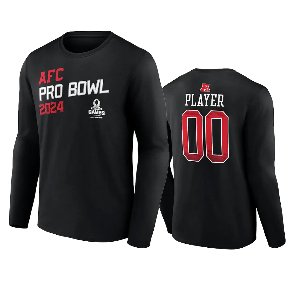 AFC Custom Black 2024 NFL Pro Bowl Long Sleeve T-Shirt 1 afc custom black 2024 nfl pro bowl long sleeve t shirt