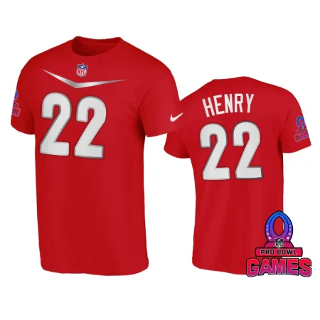 AFC Derrick Henry Red 2024 Pro Bowl Games Name Number T-Shirt