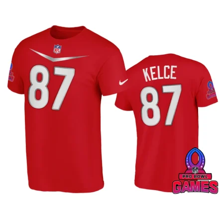 AFC Travis Kelce Red 2024 Pro Bowl Games Name Number T-Shirt