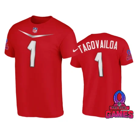 AFC Tua Tagovailoa Red 2024 Pro Bowl Games Name Number T-Shirt