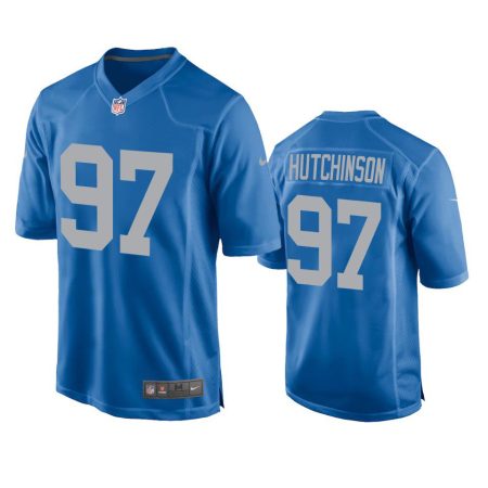 Detroit Lions Aidan Hutchinson Blue Throwback Game Jersey