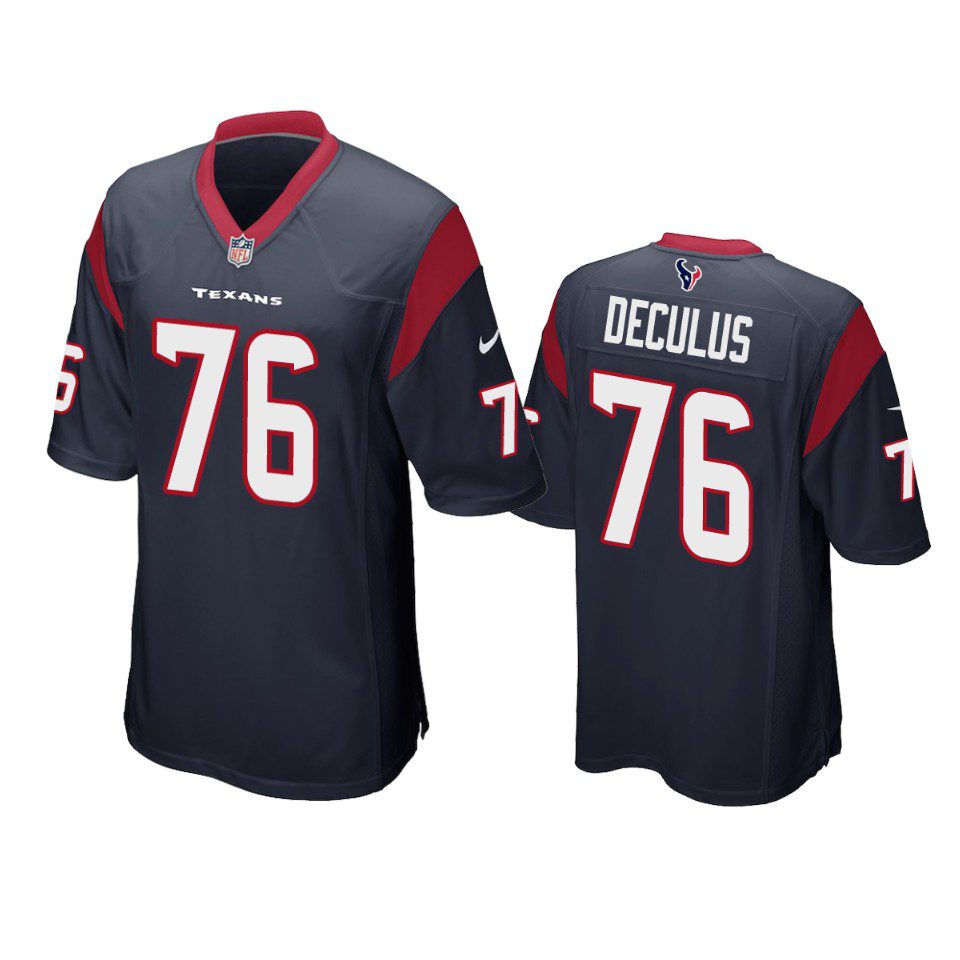 Houston Texans Austin Deculus Navy Game Jersey 1 austin deculus texans game navy jersey