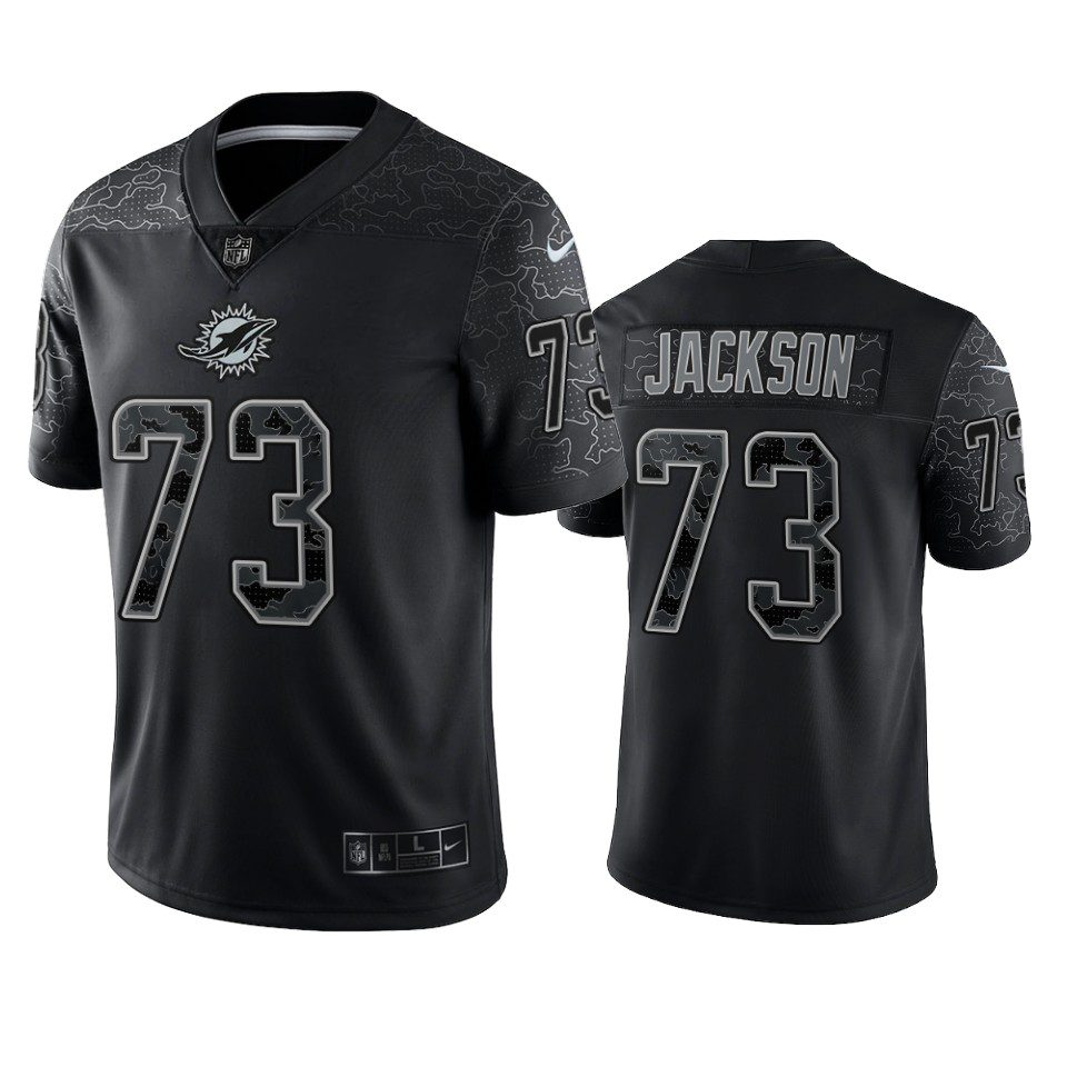 Austin Jackson Miami Dolphins Black Reflective Limited Jersey 1 austin jackson dolphins black reflective limited jersey