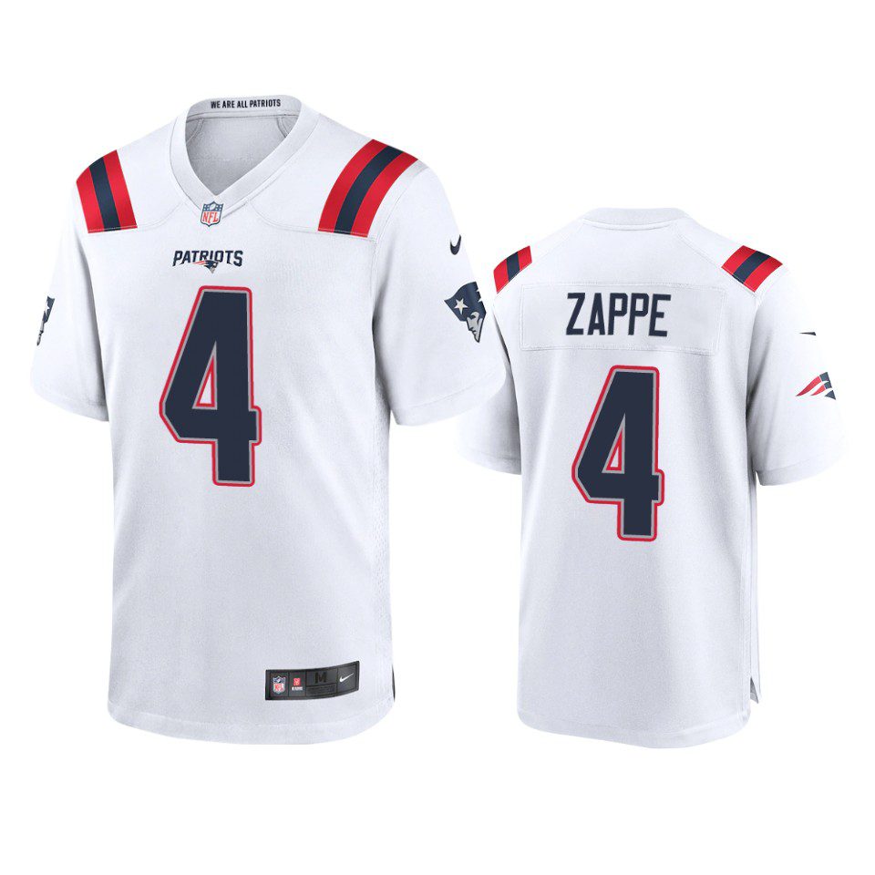 New England Patriots Bailey Zappe White Game Jersey 1 bailey zappe patriots white game jersey