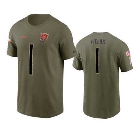Chicago Bears Justin Fields Olive 2022 Salute To Service T-Shirt