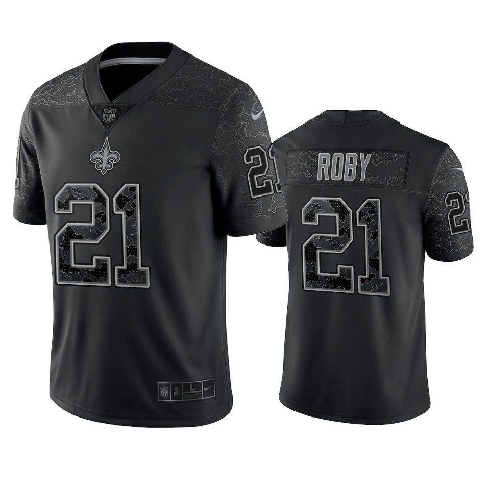 Bradley Roby New Orleans Saints Black Reflective Limited Jersey 1 bradley roby saints black reflective limited jersey