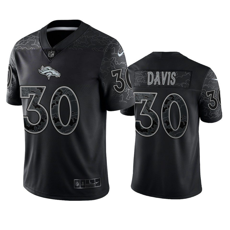 Denver Broncos Terrell Davis Black Reflective Limited Jersey 1 broncos terrell davis black reflective limited jersey