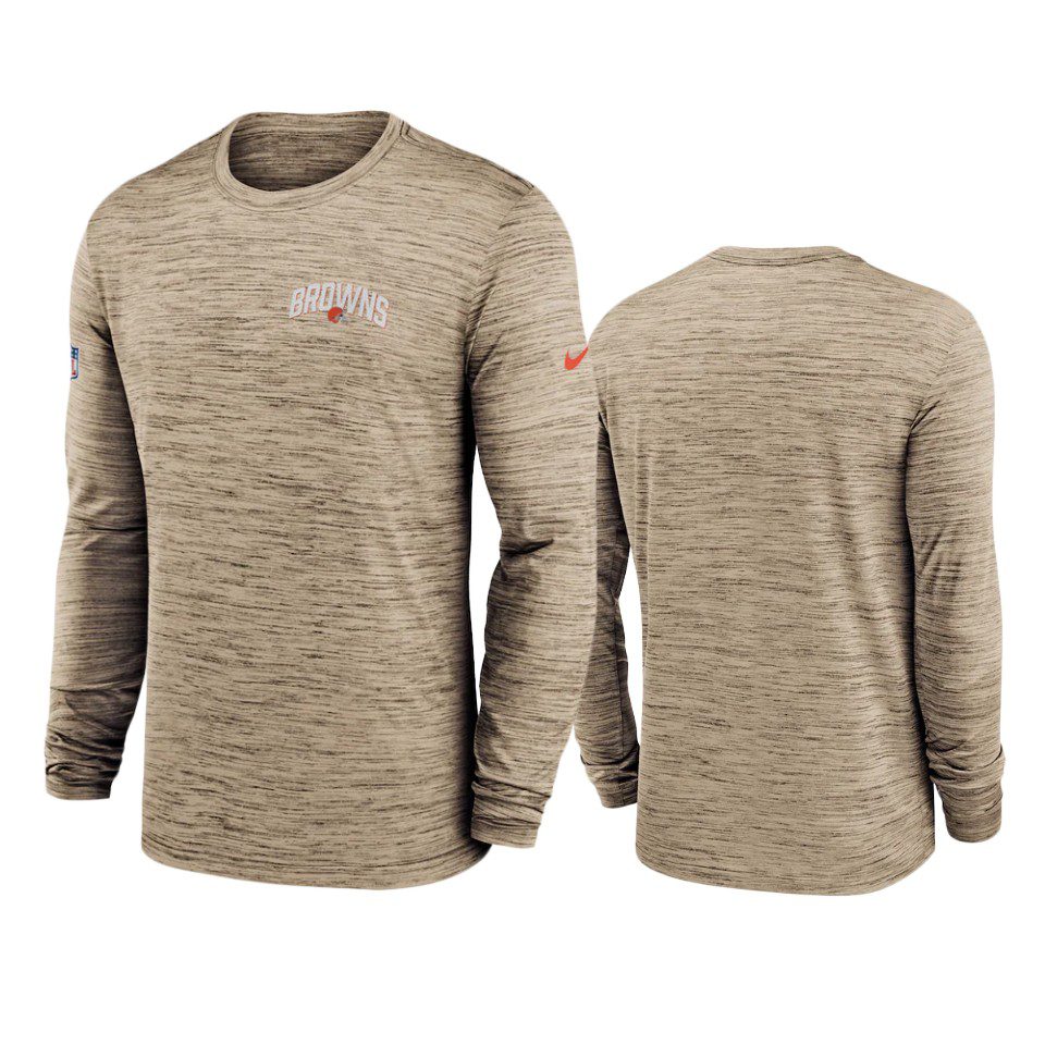 Cleveland Browns Brown Velocity Athletic Stack Long Sleeve T-Shirt 1 browns brown velocity athletic stack long sleeve t shirt