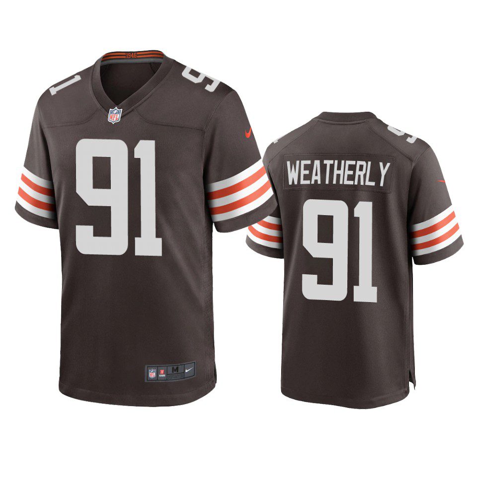 Stephen Weatherly Cleveland Browns Brown Game Jersey 1 browns stephen weatherly game brown jersey