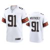 Stephen Weatherly Cleveland Browns White Game Jersey 2 browns stephen weatherly game white jersey