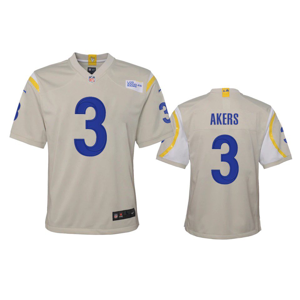 Youth Rams Cam Akers Bone Game Jersey 1 cam akers game youth bone jersey