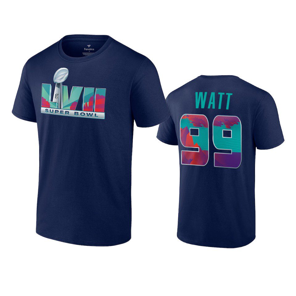 Arizona Cardinals J.J. Watt Navy Super Bowl LVII T-Shirt 1 cardinals j.j. watt navy super bowl lvii t shirt