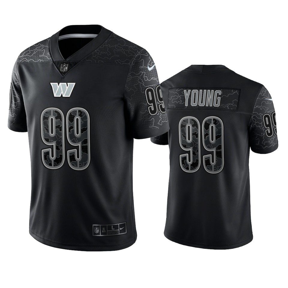Chase Young Washington Commanders Black Reflective Limited Jersey 1 chase young commanders black reflective limited jersey
