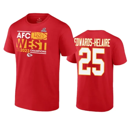 Kansas City Chiefs Clyde Edwards-Helaire Red 2023 AFC West Division Champions Locker Room Trophy Collection T-Shirt