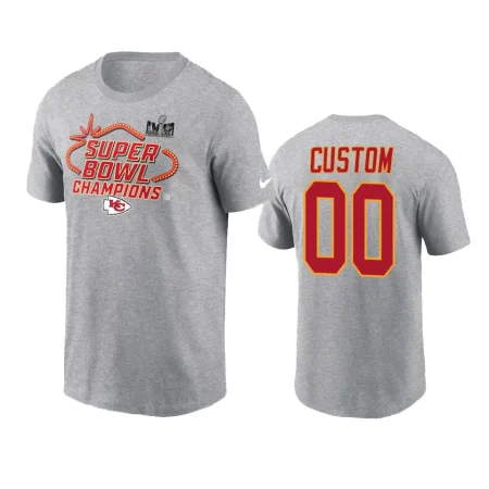Kansas City Chiefs Custom Heather Gray Super Bowl LVIII Champions Locker Room Trophy Collection T-Shirt