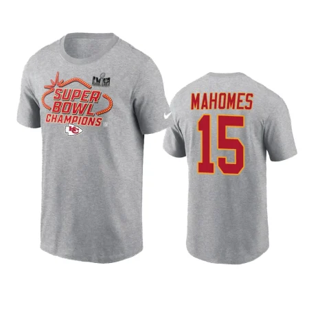 Kansas City Chiefs Patrick Mahomes II Heather Gray Super Bowl LVIII Champions Locker Room Trophy Collection T-Shirt