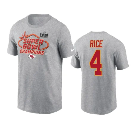 Kansas City Chiefs Rashee Rice Heather Gray Super Bowl LVIII Champions Locker Room Trophy Collection T-Shirt