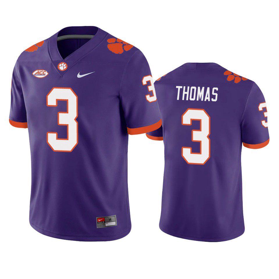 Clemson Tigers Xavier Thomas Purple Game Jersey 1 clemson tigers xavier thomas purple game jersey