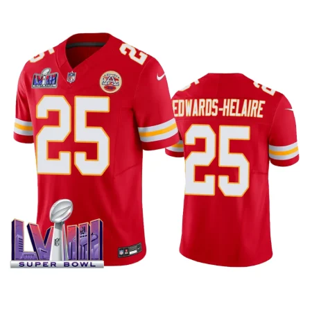 Kansas City Chiefs Clyde Edwards-Helaire Red 2024 Super Bowl LVIII Vapor FUSE Jersey - Men