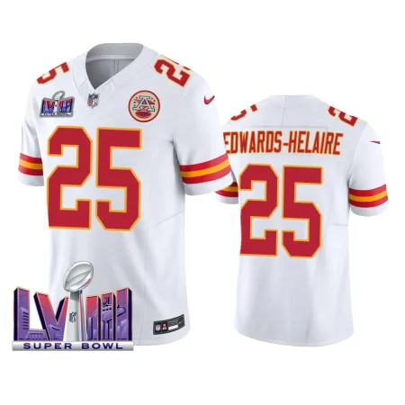 Kansas City Chiefs Clyde Edwards-Helaire White 2024 Super Bowl LVIII Vapor FUSE Jersey - Men