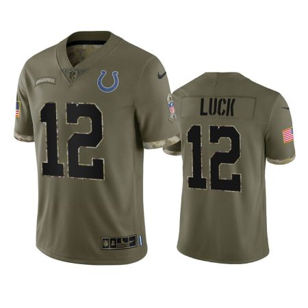 Indianapolis Colts Andrew Luck Olive 2022 Salute To Service Limited Jersey