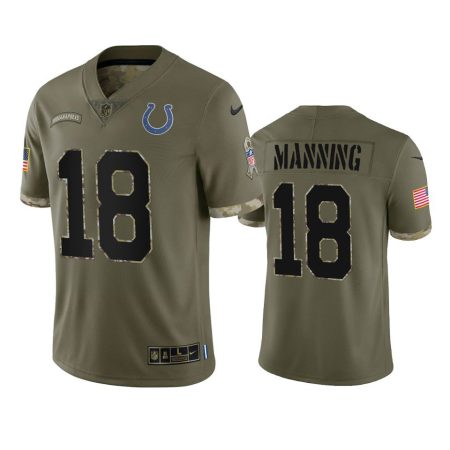 Indianapolis Colts Peyton Manning Olive 2022 Salute To Service Limited Jersey