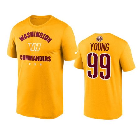 Men's Washington Commanders Chase Young Gold Name & Number T-Shirt