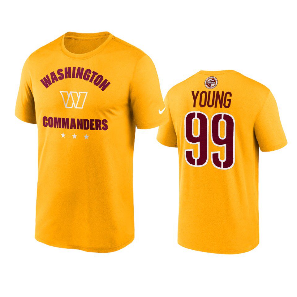 Men's Washington Commanders Chase Young Gold Name & Number T-Shirt 1 commanders chase young gold t shirt