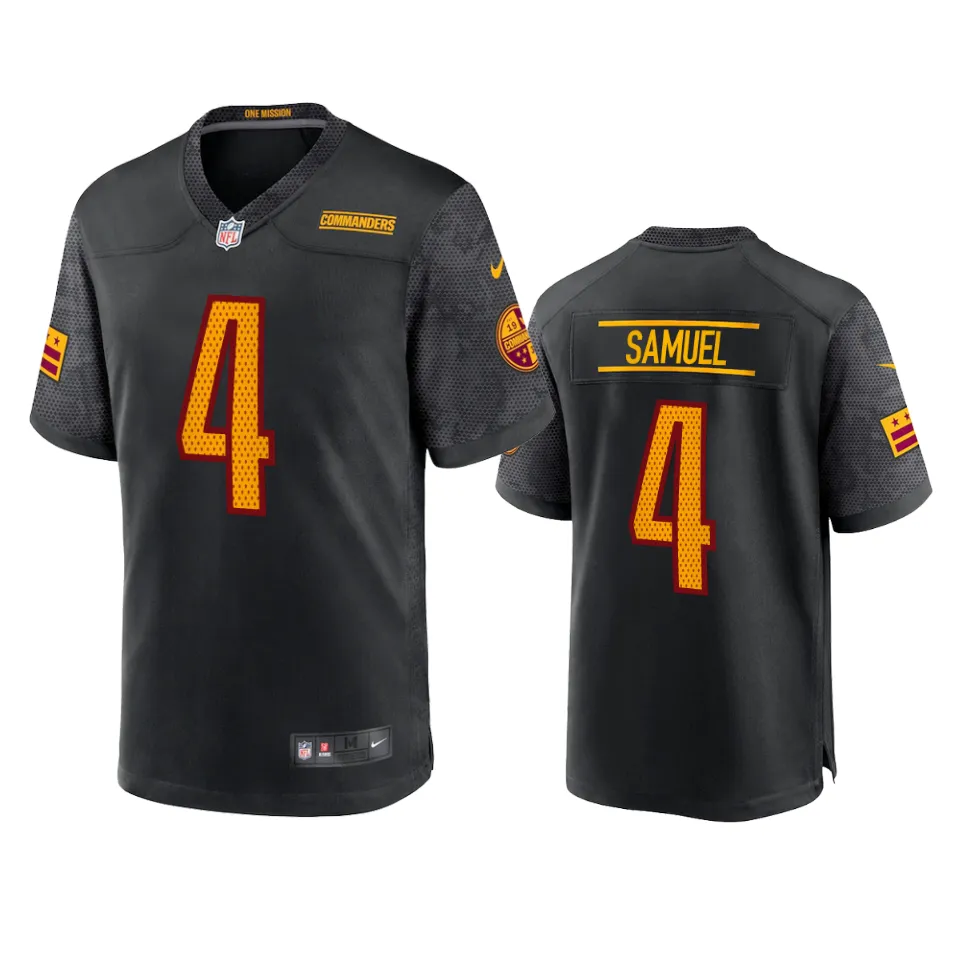 Curtis Samuel Washington Commanders Black Alternate Game Jersey 1 commanders curtis samuel alternate game black jersey