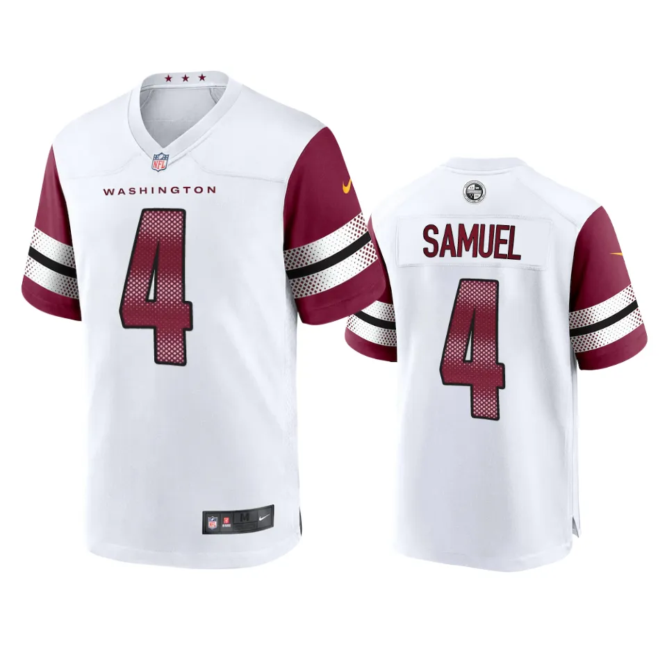 Curtis Samuel Washington Commanders White Game Jersey 1 commanders curtis samuel game white jersey