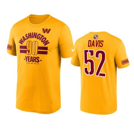 Washington Commanders Jamin Davis Gold 90th Anniversary T-Shirt