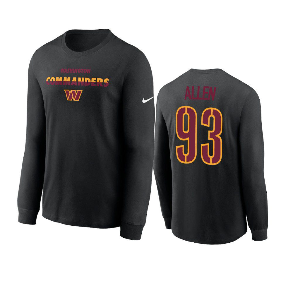 Washington Commanders Jonathan Allen Black Script Long Sleeve T-Shirt 1 commanders jonathan allen black script long sleeve t shirt