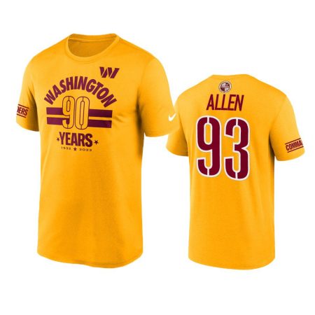 Washington Commanders Jonathan Allen Gold 90th Anniversary T-Shirt