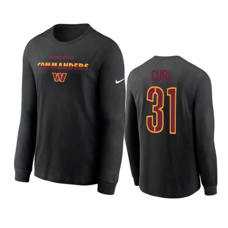 Washington Commanders Kamren Curl Black Script Long Sleeve T-Shirt