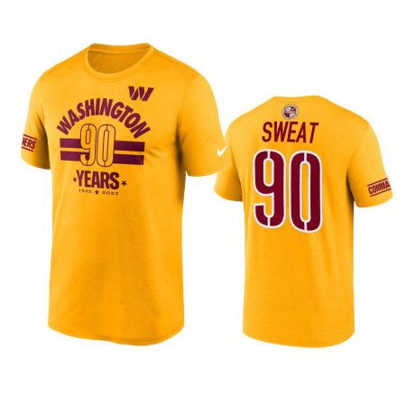 Washington Commanders Montez Sweat Gold 90th Anniversary T-Shirt