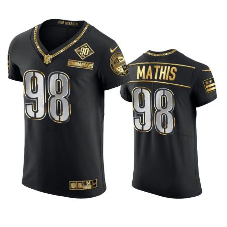 Washington Commanders Phidarian Mathis Black Gold 90th Anniversary Jersey - Men's