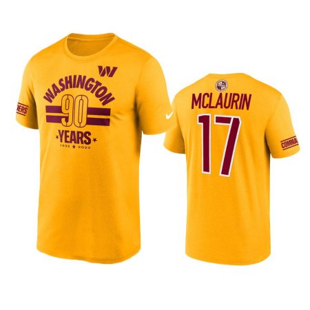 Washington Commanders Terry McLaurin Gold 90th Anniversary T-Shirt