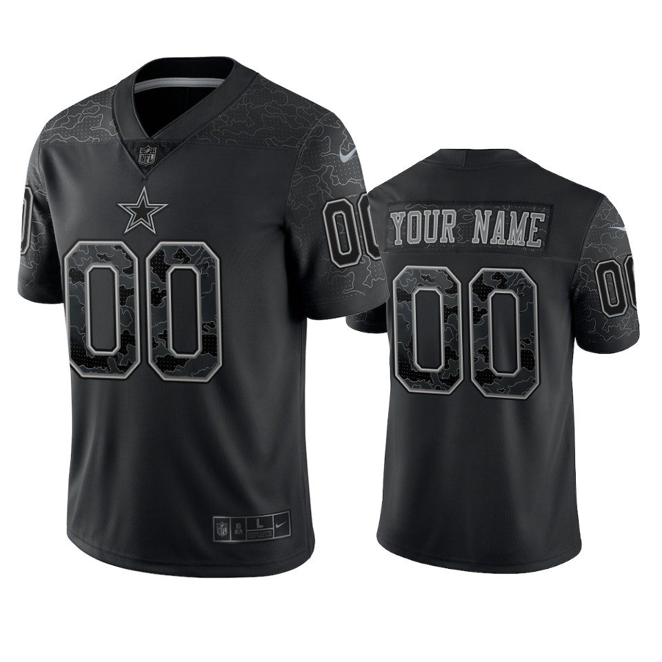 Dallas Cowboys Custom Black Reflective Limited Jersey 1 custom cowboys reflective limited black jersey