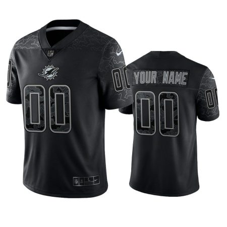 Custom Miami Dolphins Black Reflective Limited Jersey