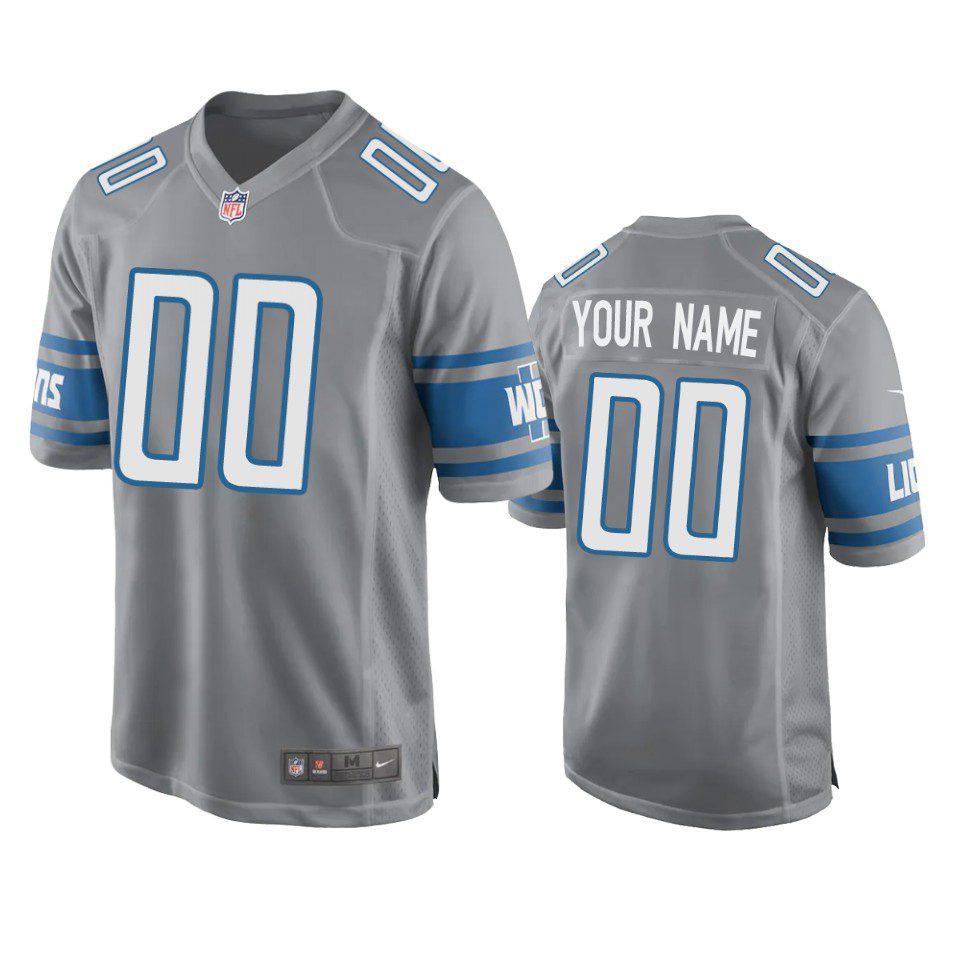 Detroit Lions Custom Silver Game Jersey 1 custom lions game silver jersey
