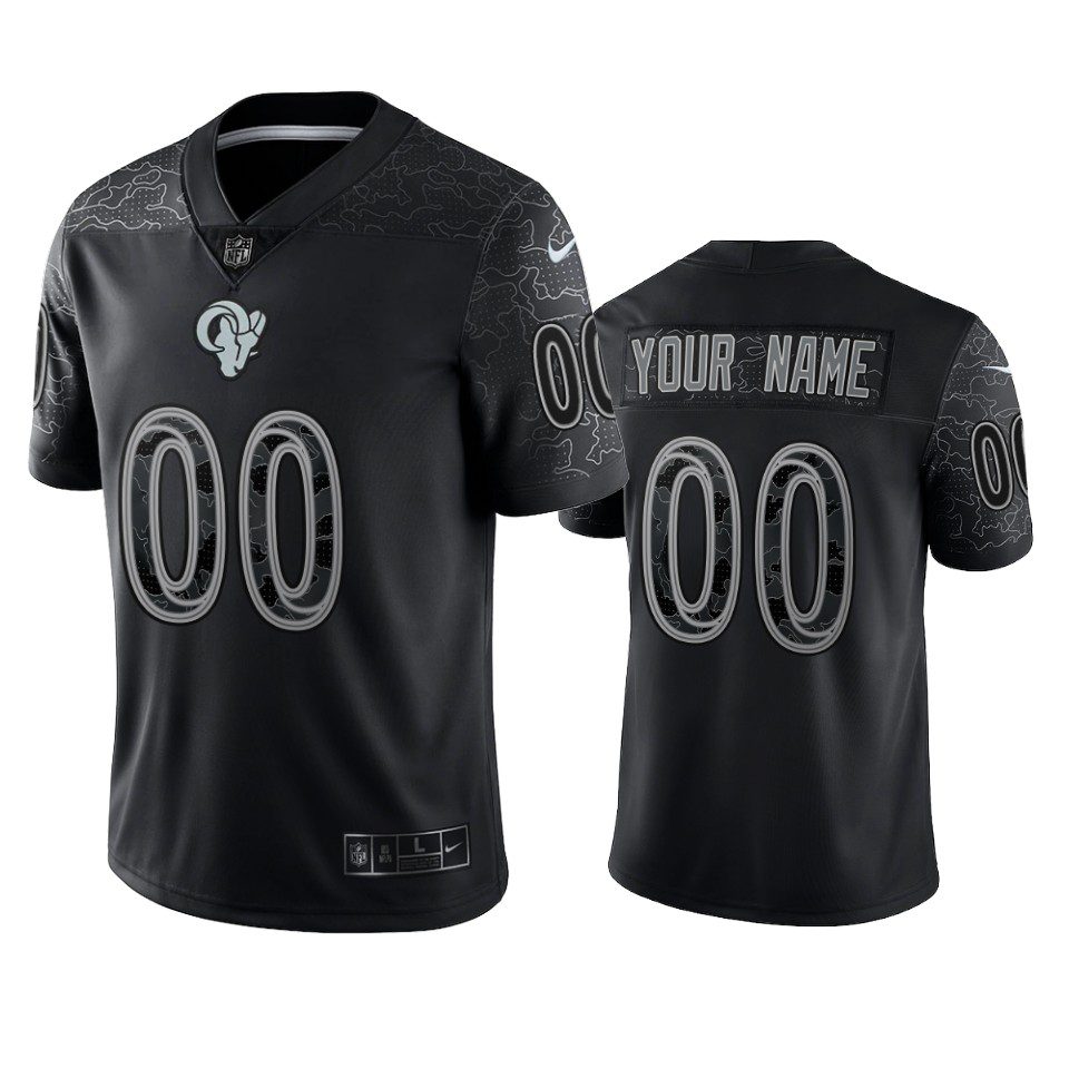 Custom Los Angeles Rams Black Reflective Limited Jersey 1 custom rams black reflective limited jersey