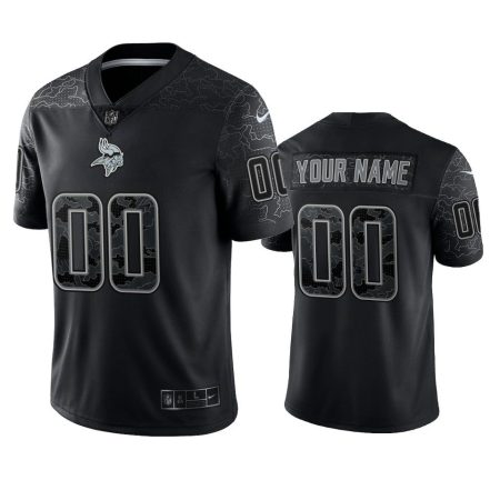 Custom Minnesota Vikings Black Reflective Limited Jersey