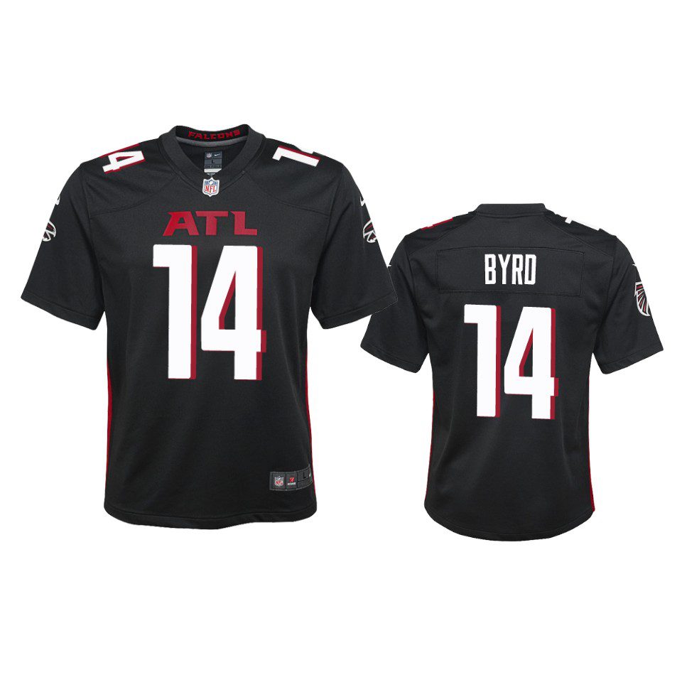 Youth Falcons Damiere Byrd Black Game Jersey 1 damiere byrd game youth black jersey