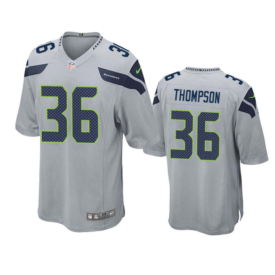 Seattle Seahawks Darwin Thompson Gray Game Jersey 1 darwin thompson seahawks gray game jersey