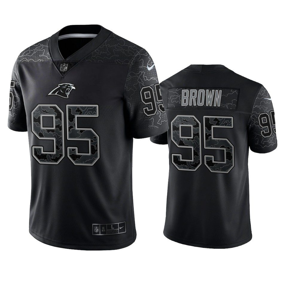 Carolina Panthers Derrick Brown Black Reflective Limited Jersey 1 derrick brown panthers reflective limited black jersey