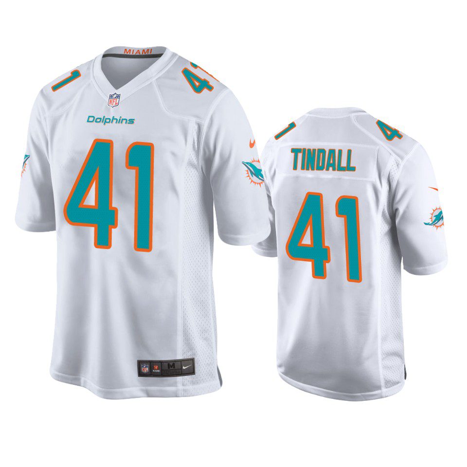 Channing Tindall Miami Dolphins White Game Jersey 1 dolphins channing tindall game white jersey