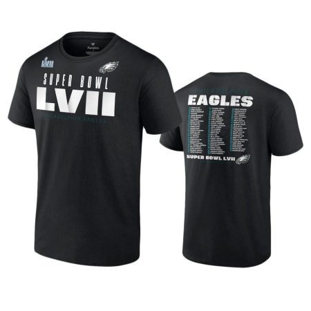 Men's Philadelphia Eagles Black Super Bowl LVII Varsity Roster T-Shirt